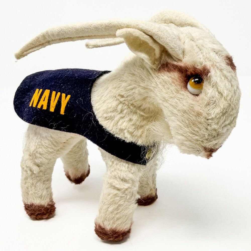 Vintage 1940s Navy Bill The Goat Mascot Plush Stuffed Animal Rare Military